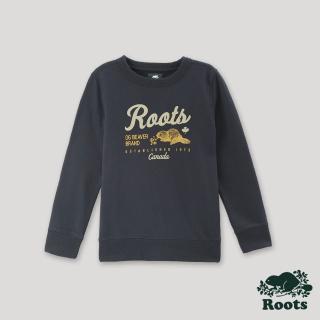 【Roots】Roots 大童-經典傳承系列 海狸圓領上衣(軍藍色)