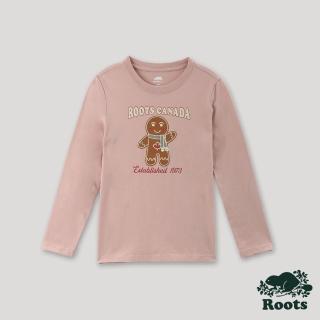 【Roots】Roots 大童-經典傳承系列 可愛圖案長袖上衣(粉色)