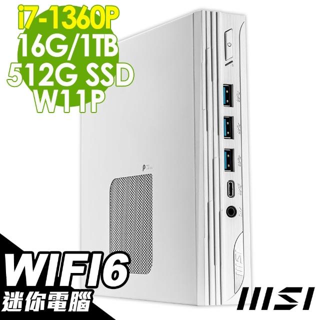 【MSI 微星】i7迷你電腦(PRO DP10 13M-005TW/i7-1360P/16G/1TB HDD+512G SSD/W11P)