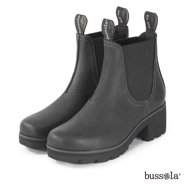 【bussola】Palermo 復古帥氣異材質拼接牛皮短靴(霧黑)