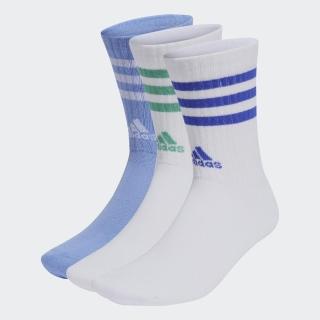 【adidas 愛迪達】3S C SPW CRW 3P 中筒襪 3雙入 經典 運動 訓練 休閒 足弓支撐 白藍(IC1325)