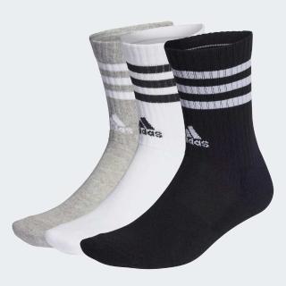 【adidas 愛迪達】3s C Spw Crw 3p 中筒襪 運動襪 透氣 舒適 足弓支撐 3雙入黑灰白(IC1323)