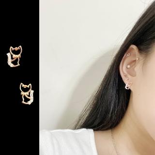 【山本美樹】幸福貓的宴會奧地利水晶鑽貓咪造型耳環(MIT)