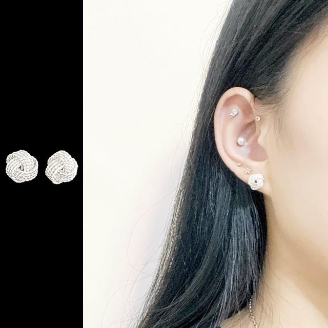 【山本美樹】交織925純銀毛線球造型耳環(MIT)