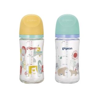 【寶寶共和國】Pigeon貝親 第三代母乳實感玻璃奶瓶240ml(兩款彩繪/北極熊/動物園)