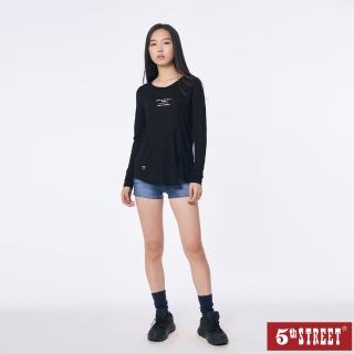 【5th STREET】女裝V領薄長袖T恤-黑色