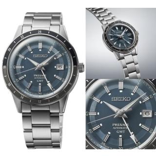 【SEIKO 精工】Presage 復古系列Style 60s GMT雙時區機械錶-藍40.8mm/SK027(SSK009J1/4R34-00B0B)