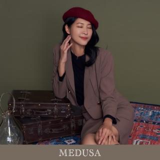 【MEDUSA 曼度莎】現貨-棕色切接套裝短版西裝外套（M-XL）｜短版外套 西裝外套 冬新品(201-5000A)