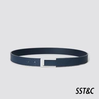 【SST&C 新品上市】深藍十字紋版釦皮帶1712311006