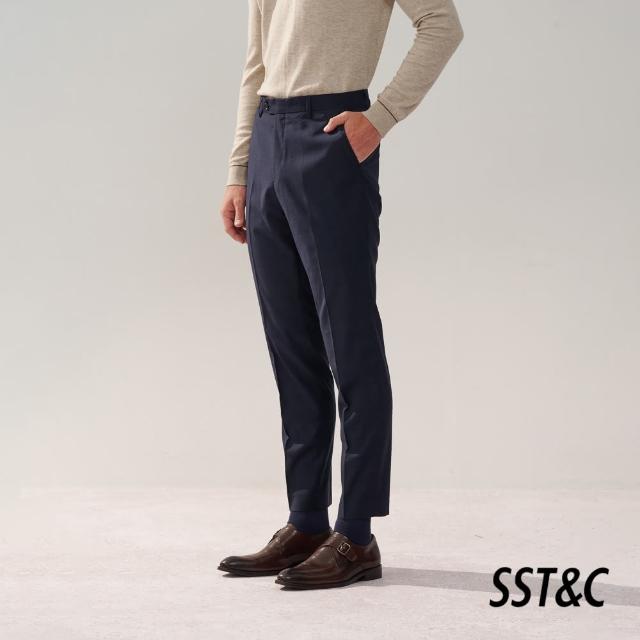 【SST&C 新品９折】藏青格紋修身版西裝褲0212310002