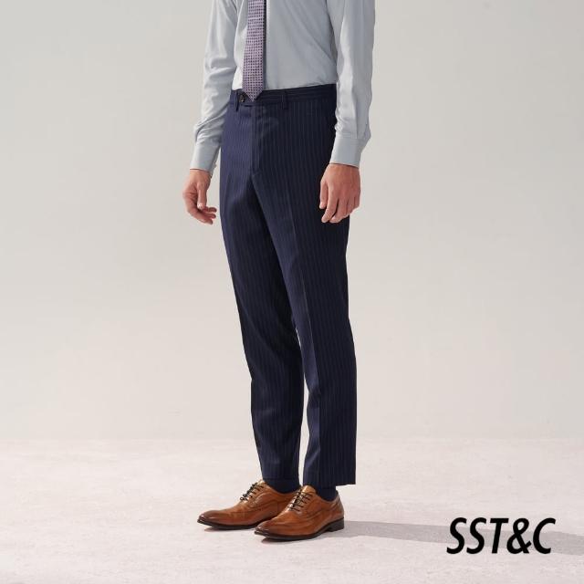 【SST&C 新品９折】藏青條紋修身版西裝褲0212310001