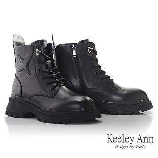 【Keeley Ann】6孔車線圖騰短靴(黑色377772210-Ann系列)