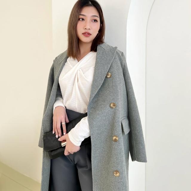 【OB 嚴選】純羊毛手工製俐落修身長版大衣 《EA3470》