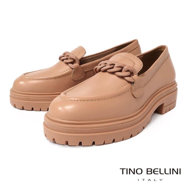 【TINO BELLINI 貝里尼】巴西進口厚底鎖鍊樂福鞋FZLV006(裸膚)