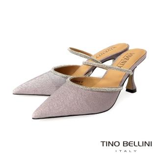 【TINO BELLINI 貝里尼】尖頭鑽飾高跟穆勒鞋FZ2V002(閃耀紫)