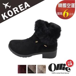 【OLLIE】韓國空運。精靈森林系內鋪毛6CM粗跟冰爪短筒雪靴-版型偏小(72-1008/四色/現貨)