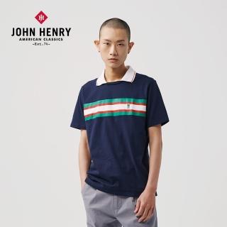 【JOHN HENRY】經典紅綠條紋短袖Polo衫