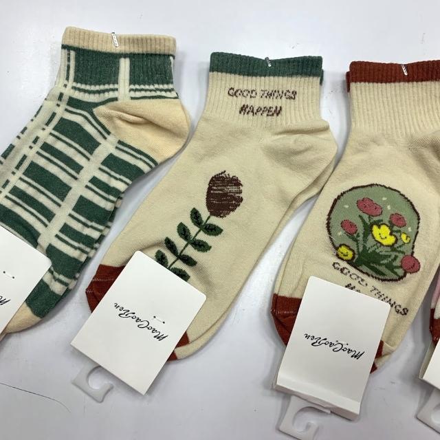 【Socks Form 襪子瘋】5雙組-花卉植物100%純棉日系短襪(踝襪/棉襪/船型襪/女襪)