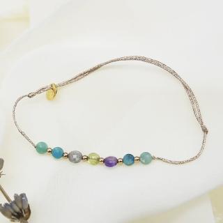 【Dinner collection】藍紫綠系6小圓寶石手鍊