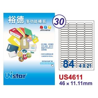 【Unistar 裕德】多功能電腦標籤US4611-84格/20入(電腦標籤 標籤貼紙 自黏標籤 雷射 噴墨 影印 物流單)