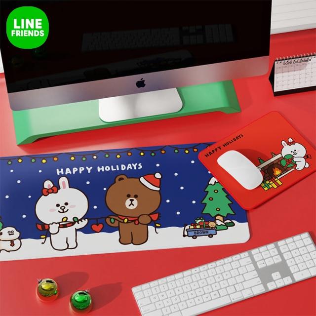 【LINE FRIENDS】熊大兔兔莎莉聖誕系列滑鼠墊21x26cm(小款)