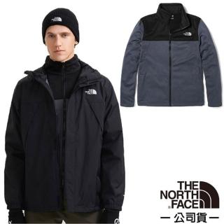 【The North Face】男 3效能 防水透氣防風耐磨連帽二件式外套/夾克(7W7T-NY7 黑)