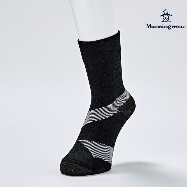 【Munsingwear】企鵝牌 男款黑色運動彈力中筒襪 MGSE0B00