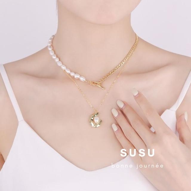 【SU SU】疊戴復古珍珠項鍊(質感飾品 生日送禮)