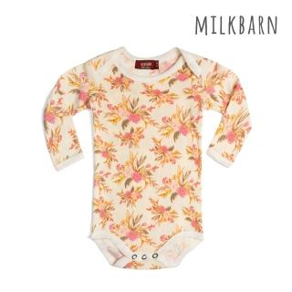 【Milkbarn】有機棉包屁衣-長袖-復古花卉(包屁衣 嬰兒上衣)
