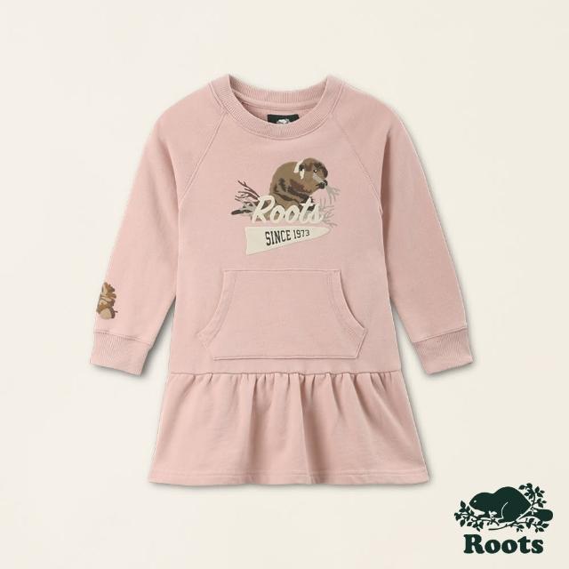 【Roots】Roots 小童-經典傳承系列 動物長袖洋裝(粉色)