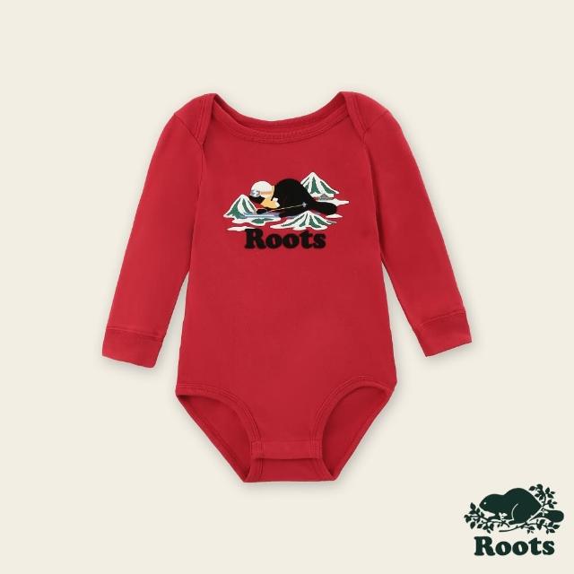 【Roots】Roots 嬰兒-冬日海狸系列 有機棉包屁衣(紅色)