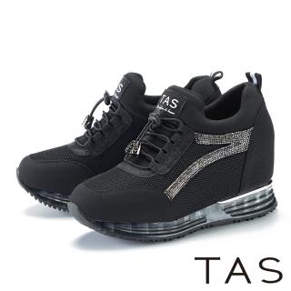 【TAS】異材質拼接厚底休閒鞋(黑色)
