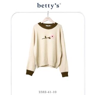 【betty’s 貝蒂思】小花格子織紋針織上衣(卡其)
