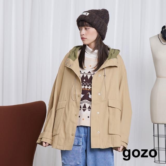 【gozo】MOMO獨家款★限量開賣 兩件式絨毛背心連帽夾克(兩色)