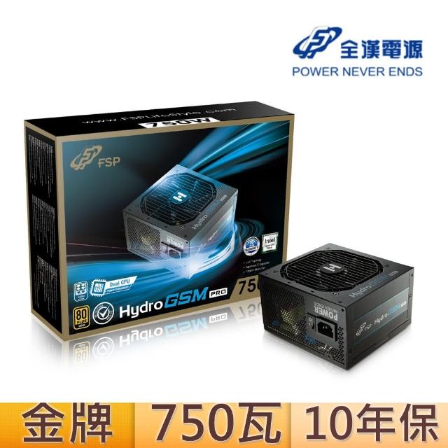 【FSP 全漢】Hydro GSM PRO 750W 金牌 電源供應器(長14公分/半模組/原廠10年保)