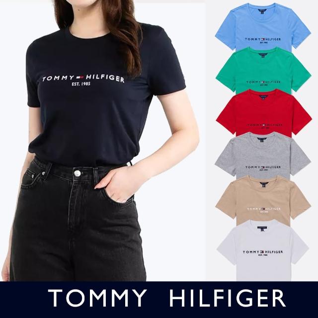 Tommy Hilfiger】TOMMY 雙11 經典刺繡文字Logo圖案短袖T恤上衣-女-多色