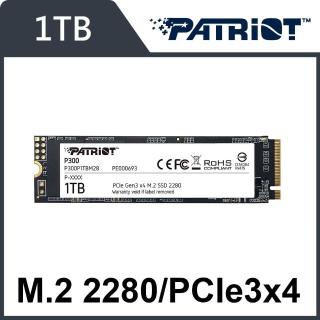 Patriot Memory P300 2TB M.2 SSD 2280 NVMe PCIe Gen 3x4 内蔵型SSD