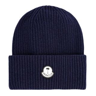 【MONCLER】秋冬新款 MONCLER X PALM ANGELS聯名系列 針織羊毛毛帽-深藍色(ONE SIZE)