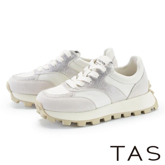 【TAS】復古綁帶厚底休閒鞋(米色)
