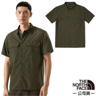 【The North Face】男款 輕量透氣快乾防潑短袖襯衫_亞洲版型.休閒衫(81PR-21L 棕綠)
