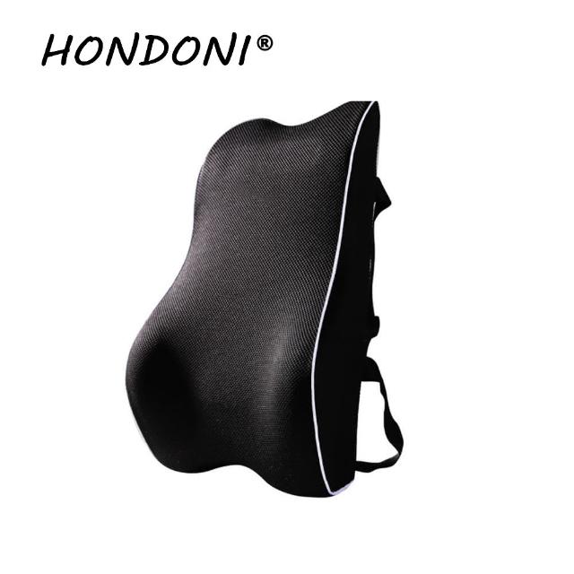 【HONDONI】HONDONI 新款4D護腰靠墊 記憶靠墊 居家背墊 汽車舒壓腰靠墊(透氣防滑卡夢M2-TT)