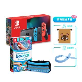 【Nintendo 任天堂】Switch 紅藍主機 電力加長版 日規+Sports運動(附運動腰包+特典隨機×1)