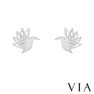 【VIA】白鋼耳釘 動物耳釘/動物系列 飛翔鳥兒意象造型白鋼耳釘(鋼色)