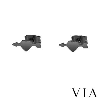 【VIA】白鋼耳釘 符號耳釘/符號系列 一箭穿心造型白鋼耳釘(黑色)