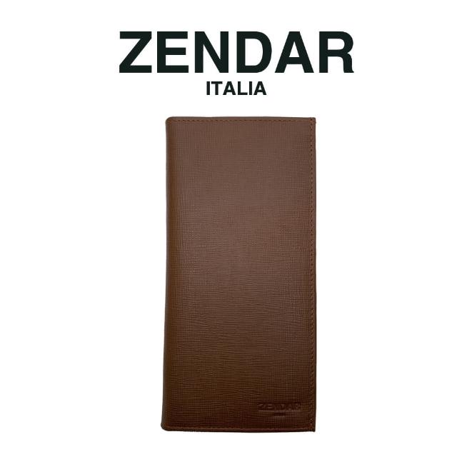 【ZENDAR】台灣總代理 限量1折 頂級NAPPA小牛皮十字紋16卡對開長夾 全新專櫃展示品(琥珀色 贈禮盒提袋)