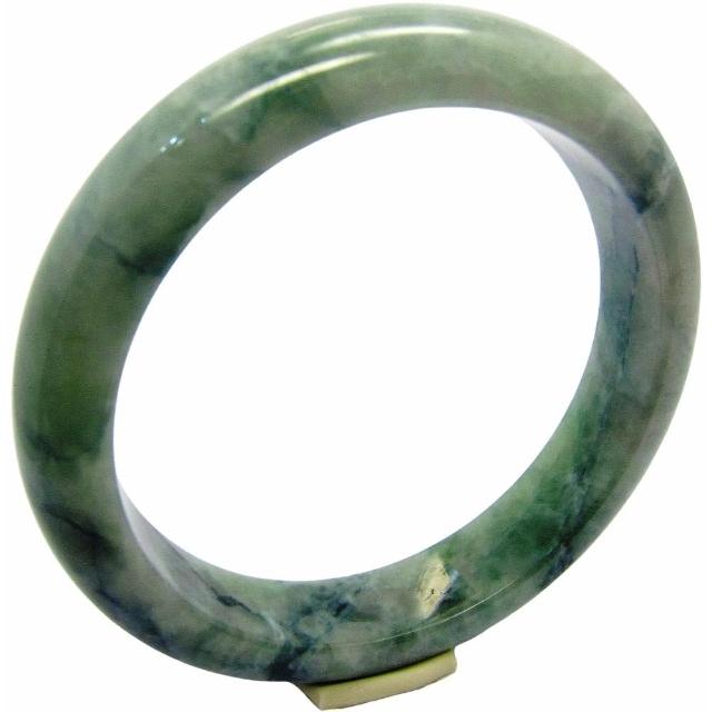【小樂珠寶】翡翠手鐲晴藍水伴綠花天然A貨玉鐲(手圍18.3號 內徑57.3mm V852)