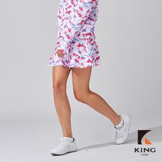【KING GOLF】專櫃同步-女款數位滿版迷彩印花高爾夫球運動短裙褲裙(紅色)