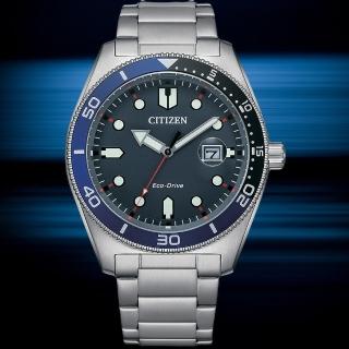 【CITIZEN 星辰】GENTS系列 光動能 潮流大三針腕錶 43mm(AW1761-89L 藍)