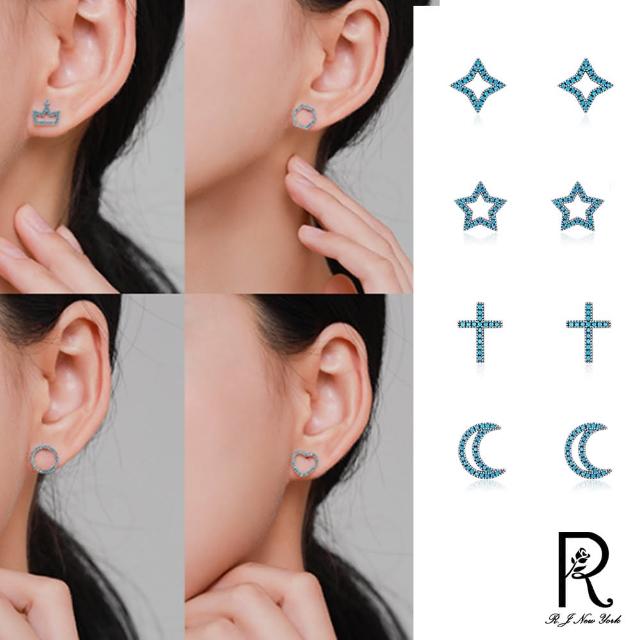 【RJ New York】靈感設計閃耀鋯石貼耳耳環(8款可選)
