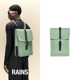 【RAINS官方直營】Backpack Mini 經典防水小型雙肩背長型背包(Haze 灰濛綠)